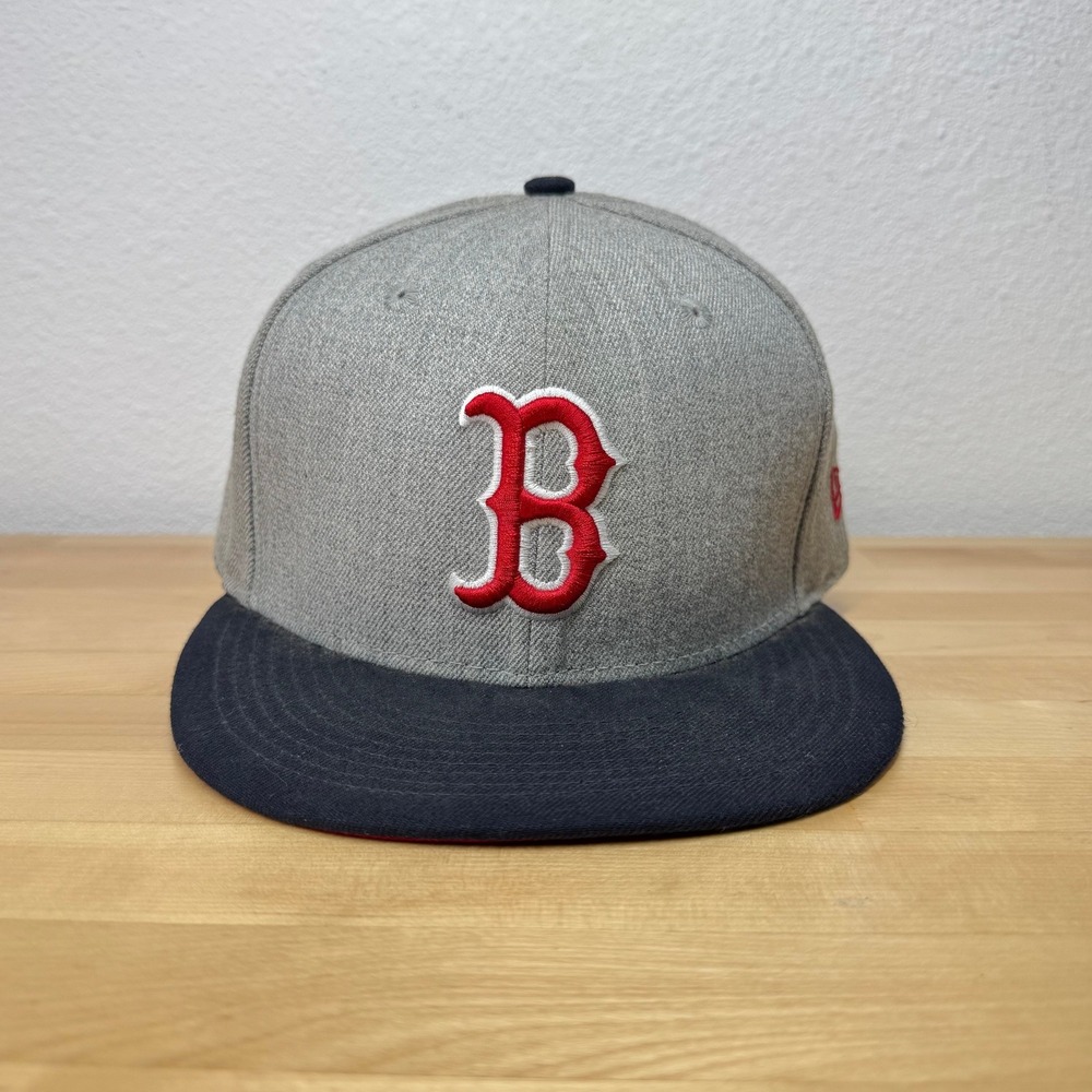 New Era 9FIFTY Boston Red Sox Snapback Hat Gray Navy Red Medium-Large MLB Cap